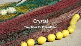  Presentation with sea fishing - Audience pleasing presentation theme consisting of strained food - fishing boat equipment detail net backdrop and a tawny brown colored foreground