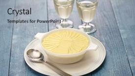 Presentation with potato croquettes - PPT layouts enhanced with strained food - french creamy potato puree background and a  colored foreground