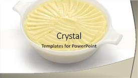  Presentation with ripe golden potato on white - Theme enhanced with strained food - homemade smooth creamy potato puree background and a  colored foreground