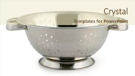  Presentation with frames isolated on white brown - Presentation theme enhanced with strained food - metal colander isolated on white background and a soft green colored foreground
