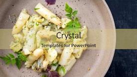  Presentation with traditional mode old vespa scooter - Colorful PPT layouts enhanced with strained food - modern style traditional german potato backdrop and a yellow colored foreground