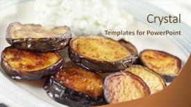  Presentation with groundnut roasted peanuts peanut oil - PPT layouts having strained food - roasted slices of aubergine background and a cream colored foreground