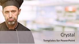  Presentation with cook chef - Beautiful slide deck featuring strained food - senior cook man wearing chef backdrop and a light gray colored foreground