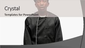  Presentation with cook chef - Cool new presentation with strained food - young black cook wearing chef backdrop and a  colored foreground