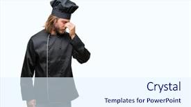  Presentation with long hair man - Cool new presentation design with strained food - young handsome cook man backdrop and a  colored foreground