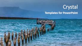  Presentation with strait - Presentation design enhanced with strait of magellan summer february background and a teal colored foreground