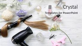  Presentation with hair care - Beautiful slide set featuring strand of hair with flowers backdrop and a white colored foreground