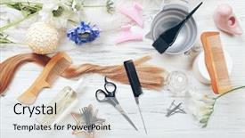  Presentation with hair care - Cool new theme with strand of hair with flowers backdrop and a sky blue colored foreground