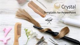  Presentation with barber - PPT theme enhanced with strand of hair with flowers background and a soft green colored foreground