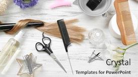  Presentation with barber - Slides with strand of hair with flowers background and a white colored foreground