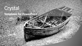  Presentation with boat - Beautiful PPT layouts featuring stranded boat backdrop and a gray colored foreground
