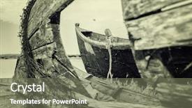  Presentation with boat - Beautiful PPT theme featuring stranded boats in jurilovca near backdrop and a gray colored foreground