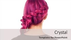  Presentation with hair - Colorful presentation design enhanced with strands - beautiful young woman with dyed backdrop and a lemonade colored foreground