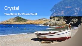  Presentation with old fishing boat - PPT theme with strands - closeup of an old fishing background and a light blue colored foreground