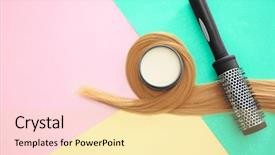  Presentation with hair brush - Presentation theme having strands - jar with clay for styling background and a blonde colored foreground