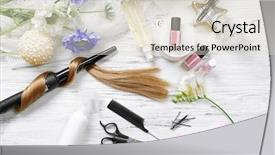  Presentation with barber - Presentation theme having strands - strand of hair with flowers background and a lemonade colored foreground