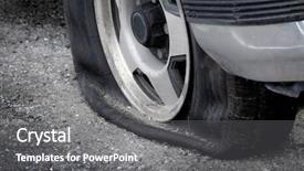  Presentation with car flat tire - Amazing presentation theme having strands - stranded with a flat tire backdrop and a gray colored foreground