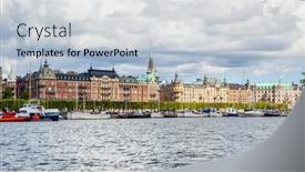  Presentation with water - Theme featuring strandvagen-boulevard-in-stockholm background and a lemonade colored foreground