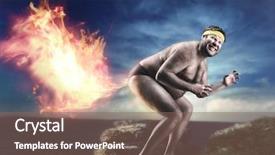  Presentation with flame - Audience pleasing PPT theme consisting of strange - bizarre naked man farts flame backdrop and a violet colored foreground