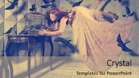  Presentation with black woman - Beautiful presentation theme featuring strange - floating levitation shot backdrop and a coral colored foreground