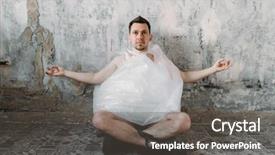  Presentation with yoga - PPT theme featuring strange - funny freak man sitting background and a dark gray colored foreground