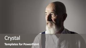  Presentation with old man and his music - Theme enhanced with strange - image of an old man background and a gray colored foreground