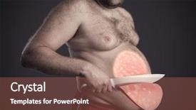  Presentation with slim belly - Slide deck featuring strange - man cuts a slice background and a coral colored foreground