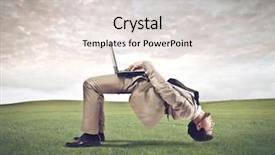  Presentation with torn down buildings - Slide deck enhanced with strange - man gets upside down while background and a lemonade colored foreground