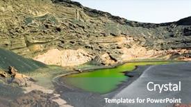  Presentation with green lake - Colorful theme enhanced with strange landscape - beautiful green lake lago verde backdrop and a  colored foreground