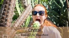  Presentation with cactus - Beautiful theme featuring strange landscape - woman bites cactus backdrop and a  colored foreground