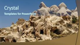  Presentation with cappadocia - Theme having two mugs of coffee and hot chocolate from a tabletop perspective on a granite surface background and a dark gray colored foreground