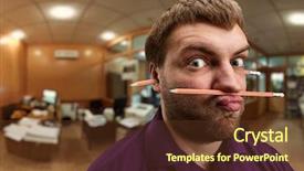  Presentation with man heart attact hand hold - Slide set consisting of strange man holds pencil background and a tawny brown colored foreground