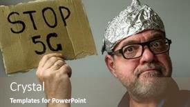  Presentation with fake news - Beautiful theme featuring strange-man-in-a-foil backdrop and a coral colored foreground