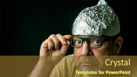  Presentation with fake news - Cool new PPT layouts with strange-man-in-a-protective backdrop and a tawny brown colored foreground