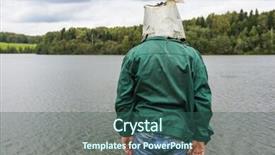  Presentation with head - Audience pleasing slides consisting of strange man with a bucket backdrop and a  colored foreground