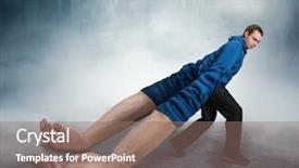  Presentation with charging gun man hands charging - PPT theme enhanced with strange man with big hands background and a coral colored foreground