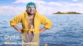  Presentation with happy sad face man - Colorful theme enhanced with strange man with face pack backdrop and a teal colored foreground