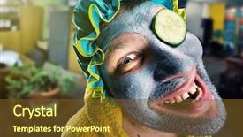  Presentation with happy sad face man - Theme featuring strange man with face pack background and a tawny brown colored foreground