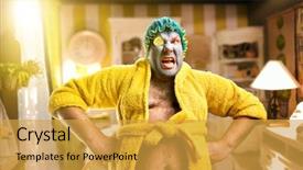  Presentation with wolf pack - Amazing PPT layouts having strange man with face pack backdrop and a yellow colored foreground