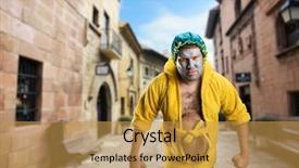  Presentation with genetic face recognition - Colorful theme enhanced with strange man with face pack backdrop and a yellow colored foreground