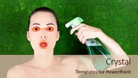  Presentation with spray - Presentation theme consisting of strange people - closeup of a woman wearing background and a lemonade colored foreground