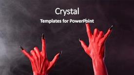  Presentation with heavy metal - Presentation theme with strange people - red devil hands showing heavy background and a dark gray colored foreground
