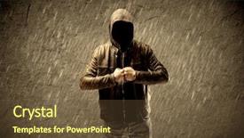  Presentation with brown leather - Theme featuring strange-suspicious-confident-hacker-standing background and a tawny brown colored foreground