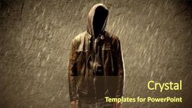  Presentation with brown leather - Beautiful presentation theme featuring strange suspicious confident hacker standing backdrop and a tawny brown colored foreground