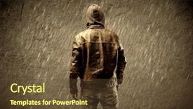  Presentation with brown leather - Amazing PPT layouts having strange-suspicious-confident-hacker-standing backdrop and a tawny brown colored foreground