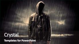  Presentation with faceless - Colorful presentation theme enhanced with strangers - faceless thief in unrecognizable hoodie backdrop and a dark gray colored foreground