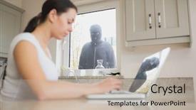  Presentation with eye - Cool new PPT theme with strangers - stranger at the window keeping backdrop and a mint green colored foreground