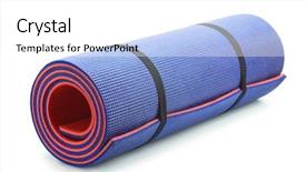  Presentation with foam - Colorful theme enhanced with strap - rolled blue foam yoga mat backdrop and a white colored foreground