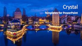  Presentation with bridges - Slide deck with strasbourg france and covered bridge background and a cobalt blue colored foreground