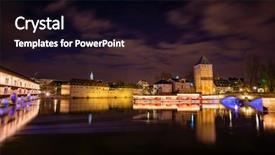  Presentation with area - Amazing PPT theme having strasbourg france and covered bridge backdrop and a black colored foreground